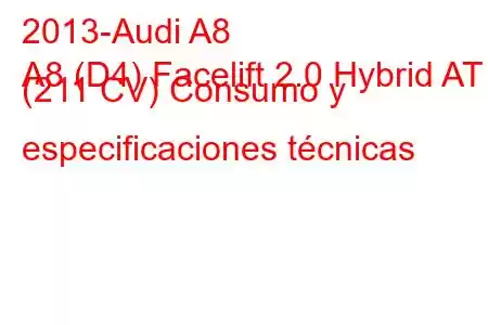 2013-Audi A8
A8 (D4) Facelift 2.0 Hybrid AT (211 CV) Consumo y especificaciones técnicas