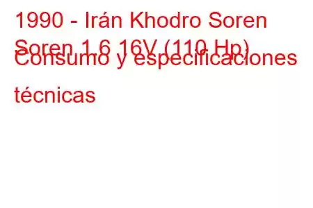 1990 - Irán Khodro Soren
Soren 1.6 16V (110 Hp) Consumo y especificaciones técnicas