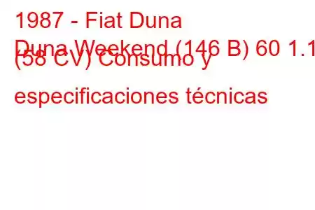 1987 - Fiat Duna
Duna Weekend (146 B) 60 1.1 (58 CV) Consumo y especificaciones técnicas