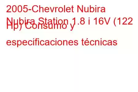 2005-Chevrolet Nubira
Nubira Station 1.8 i 16V (122 Hp) Consumo y especificaciones técnicas