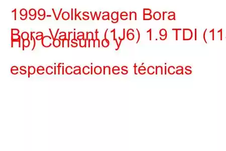 1999-Volkswagen Bora
Bora Variant (1J6) 1.9 TDI (115 Hp) Consumo y especificaciones técnicas