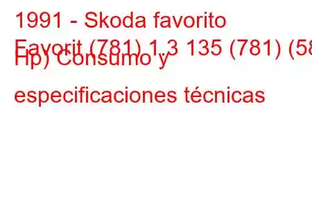 1991 - Skoda favorito
Favorit (781) 1.3 135 (781) (58 Hp) Consumo y especificaciones técnicas