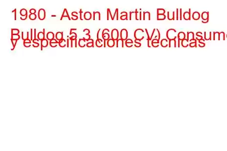 1980 - Aston Martin Bulldog
Bulldog 5.3 (600 CV) Consumo y especificaciones técnicas