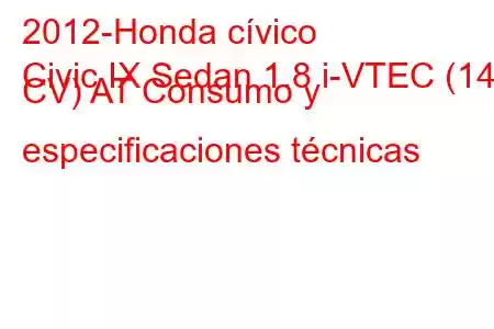 2012-Honda cívico
Civic IX Sedan 1.8 i-VTEC (142 CV) AT Consumo y especificaciones técnicas