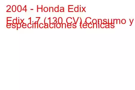 2004 - Honda Edix
Edix 1.7 (130 CV) Consumo y especificaciones técnicas