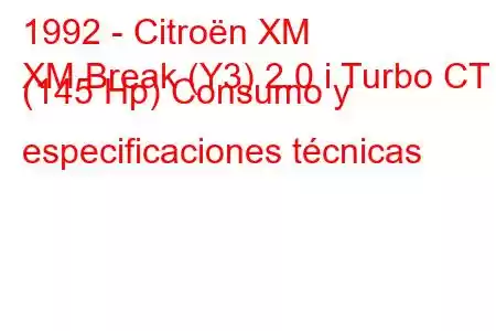 1992 - Citroën XM
XM Break (Y3) 2.0 i Turbo CT (145 Hp) Consumo y especificaciones técnicas