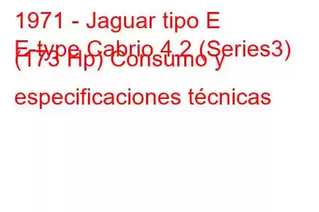 1971 - Jaguar tipo E
E-type Cabrio 4.2 (Series3) (173 Hp) Consumo y especificaciones técnicas