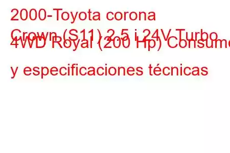 2000-Toyota corona
Crown (S11) 2.5 i 24V Turbo 4WD Royal (200 Hp) Consumo y especificaciones técnicas