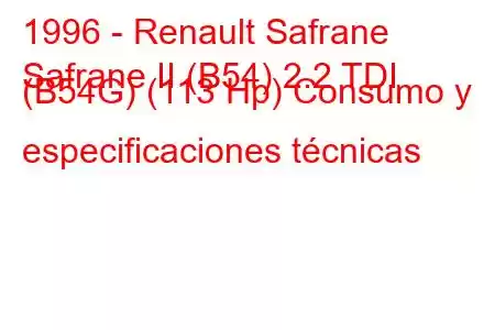 1996 - Renault Safrane
Safrane II (B54) 2.2 TDI (B54G) (113 Hp) Consumo y especificaciones técnicas