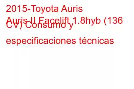 2015-Toyota Auris
Auris II Facelift 1.8hyb (136 CV) Consumo y especificaciones técnicas