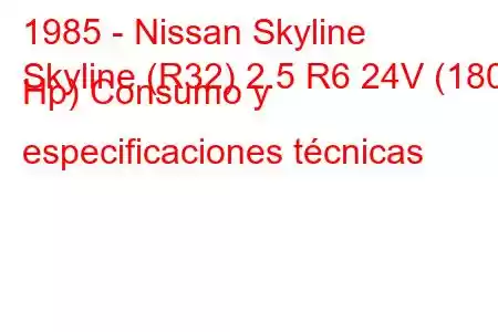 1985 - Nissan Skyline
Skyline (R32) 2.5 R6 24V (180 Hp) Consumo y especificaciones técnicas