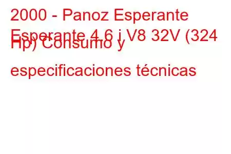 2000 - Panoz Esperante
Esperante 4.6 i V8 32V (324 Hp) Consumo y especificaciones técnicas