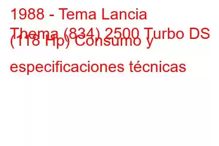 1988 - Tema Lancia
Thema (834) 2500 Turbo DS (118 Hp) Consumo y especificaciones técnicas