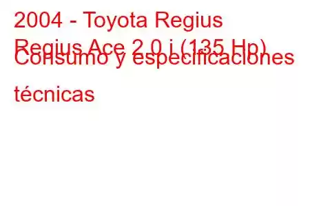 2004 - Toyota Regius
Regius Ace 2.0 i (135 Hp) Consumo y especificaciones técnicas