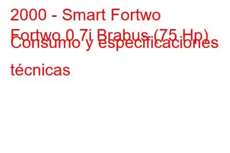 2000 - Smart Fortwo
Fortwo 0.7i Brabus (75 Hp) Consumo y especificaciones técnicas