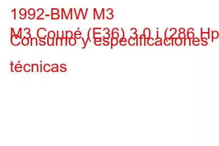 1992-BMW M3
M3 Coupé (E36) 3.0 i (286 Hp) Consumo y especificaciones técnicas