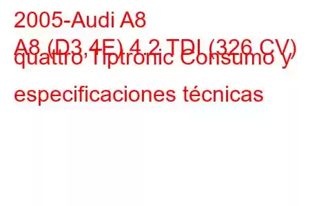 2005-Audi A8
A8 (D3,4E) 4.2 TDI (326 CV) quattro Tiptronic Consumo y especificaciones técnicas