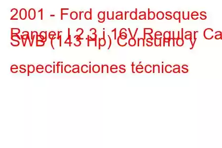 2001 - Ford guardabosques
Ranger I 2.3 i 16V Regular Cab SWB (143 Hp) Consumo y especificaciones técnicas