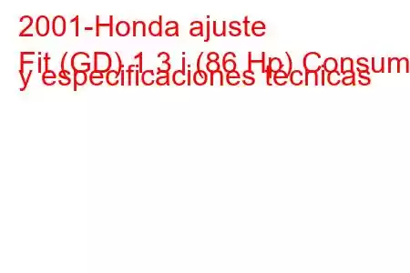 2001-Honda ajuste
Fit (GD) 1.3 i (86 Hp) Consumo y especificaciones técnicas