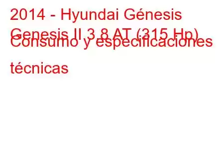 2014 - Hyundai Génesis
Genesis II 3.8 AT (315 Hp) Consumo y especificaciones técnicas