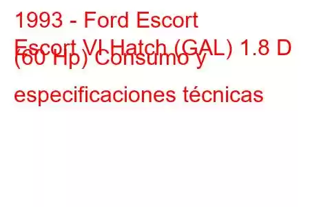 1993 - Ford Escort
Escort VI Hatch (GAL) 1.8 D (60 Hp) Consumo y especificaciones técnicas