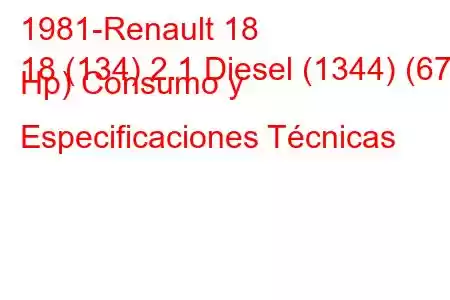 1981-Renault 18
18 (134) 2.1 Diesel (1344) (67 Hp) Consumo y Especificaciones Técnicas