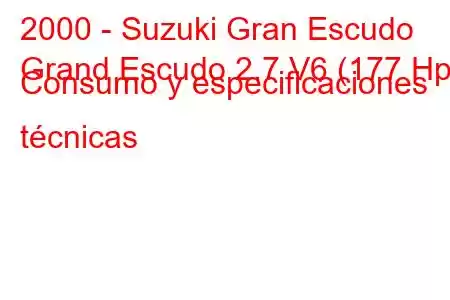 2000 - Suzuki Gran Escudo
Grand Escudo 2.7 V6 (177 Hp) Consumo y especificaciones técnicas