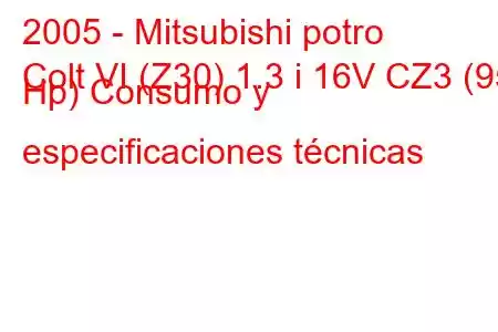 2005 - Mitsubishi potro
Colt VI (Z30) 1.3 i 16V CZ3 (95 Hp) Consumo y especificaciones técnicas