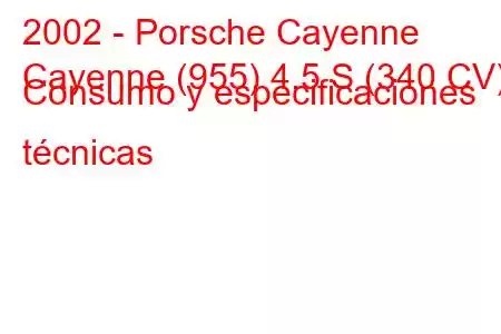 2002 - Porsche Cayenne
Cayenne (955) 4.5 S (340 CV) Consumo y especificaciones técnicas