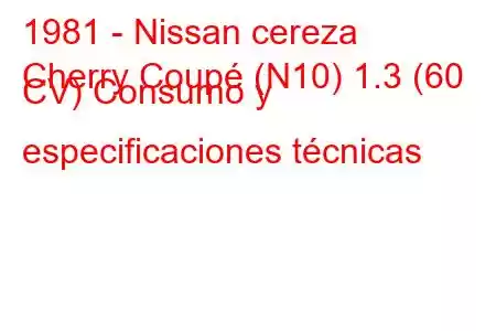 1981 - Nissan cereza
Cherry Coupé (N10) 1.3 (60 CV) Consumo y especificaciones técnicas