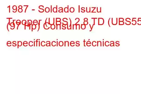 1987 - Soldado Isuzu
Trooper (UBS) 2.8 TD (UBS55) (97 Hp) Consumo y especificaciones técnicas