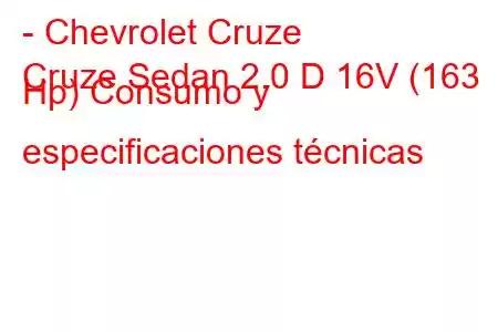 - Chevrolet Cruze
Cruze Sedan 2.0 D 16V (163 Hp) Consumo y especificaciones técnicas