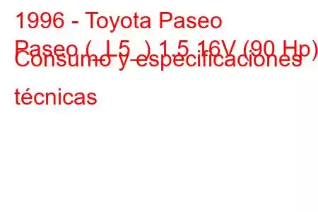 1996 - Toyota Paseo
Paseo (_L5_) 1.5 16V (90 Hp) Consumo y especificaciones técnicas