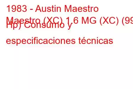 1983 - Austin Maestro
Maestro (XC) 1.6 MG (XC) (99 Hp) Consumo y especificaciones técnicas