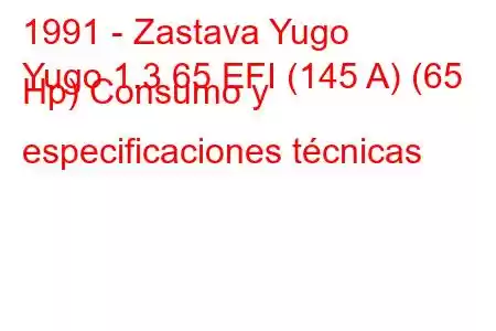 1991 - Zastava Yugo
Yugo 1.3 65 EFI (145 A) (65 Hp) Consumo y especificaciones técnicas
