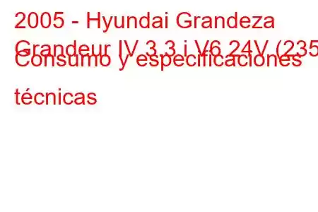 2005 - Hyundai Grandeza
Grandeur IV 3.3 i V6 24V (235) Consumo y especificaciones técnicas