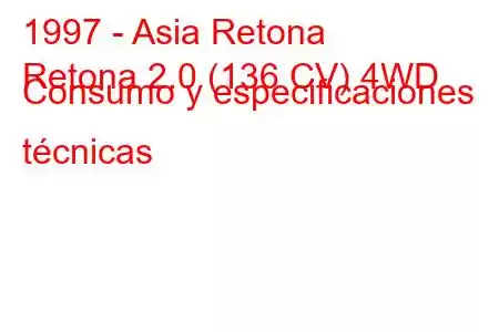 1997 - Asia Retona
Retona 2.0 (136 CV) 4WD Consumo y especificaciones técnicas