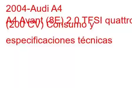 2004-Audi A4
A4 Avant (8E) 2.0 TFSI quattro (200 CV) Consumo y especificaciones técnicas