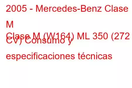 2005 - Mercedes-Benz Clase M
Clase M (W164) ML 350 (272 CV) Consumo y especificaciones técnicas