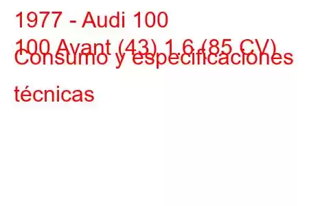 1977 - Audi 100
100 Avant (43) 1.6 (85 CV) Consumo y especificaciones técnicas