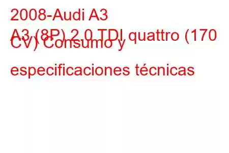 2008-Audi A3
A3 (8P) 2.0 TDI quattro (170 CV) Consumo y especificaciones técnicas