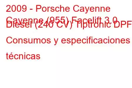 2009 - Porsche Cayenne
Cayenne (955) Facelift 3.0 Diesel (240 CV) Tiptronic DPF Consumos y especificaciones técnicas