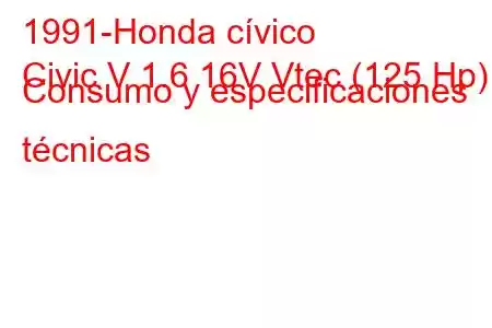 1991-Honda cívico
Civic V 1.6 16V Vtec (125 Hp) Consumo y especificaciones técnicas