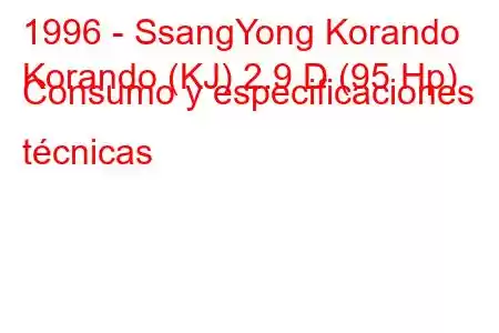 1996 - SsangYong Korando
Korando (KJ) 2.9 D (95 Hp) Consumo y especificaciones técnicas