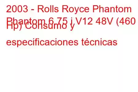 2003 - Rolls Royce Phantom
Phantom 6.75 i V12 48V (460 Hp) Consumo y especificaciones técnicas