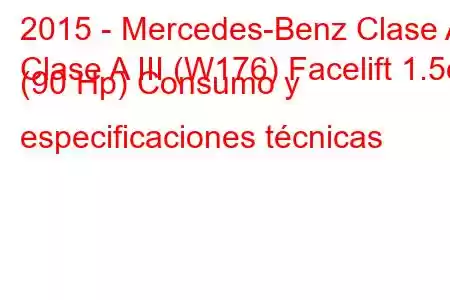 2015 - Mercedes-Benz Clase A
Clase A III (W176) Facelift 1.5d (90 Hp) Consumo y especificaciones técnicas