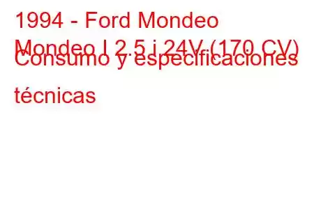 1994 - Ford Mondeo
Mondeo I 2.5 i 24V (170 CV) Consumo y especificaciones técnicas