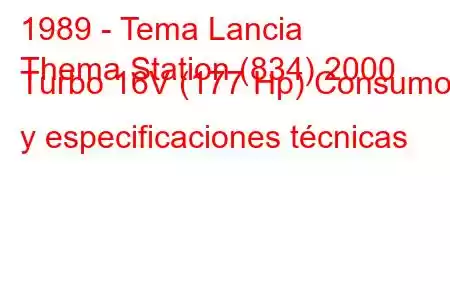 1989 - Tema Lancia
Thema Station (834) 2000 Turbo 16V (177 Hp) Consumo y especificaciones técnicas