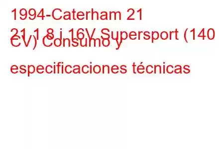 1994-Caterham 21
21 1.8 i 16V Supersport (140 CV) Consumo y especificaciones técnicas