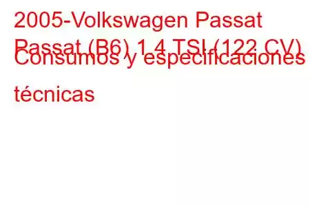 2005-Volkswagen Passat
Passat (B6) 1.4 TSI (122 CV) Consumos y especificaciones técnicas